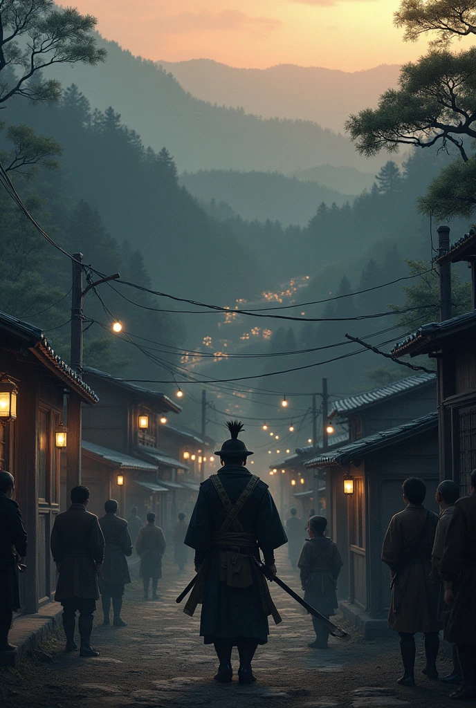 One evening, Hiroshi arrived at a small village plagued by a ruthless bandit lord.