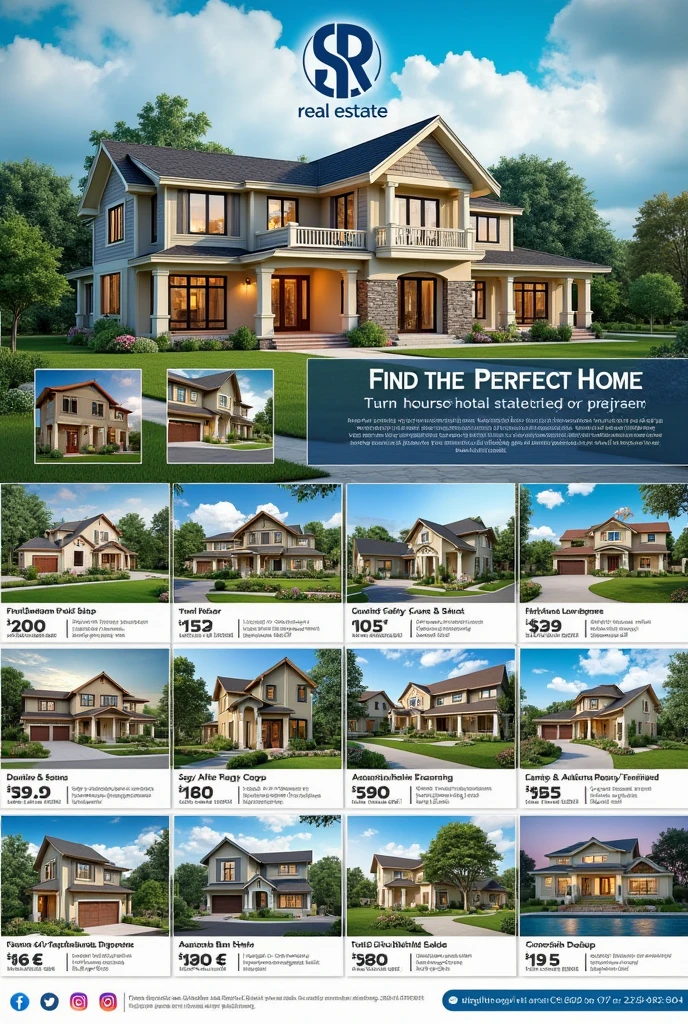 Poster for sale and rental of houses and condos, name SR Real Estate