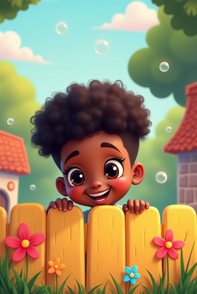 cartoon little black girl peeping over the top