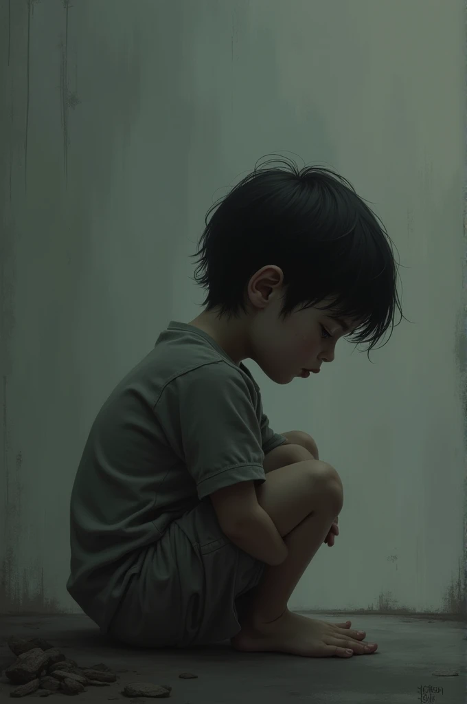 generate a sad child alone