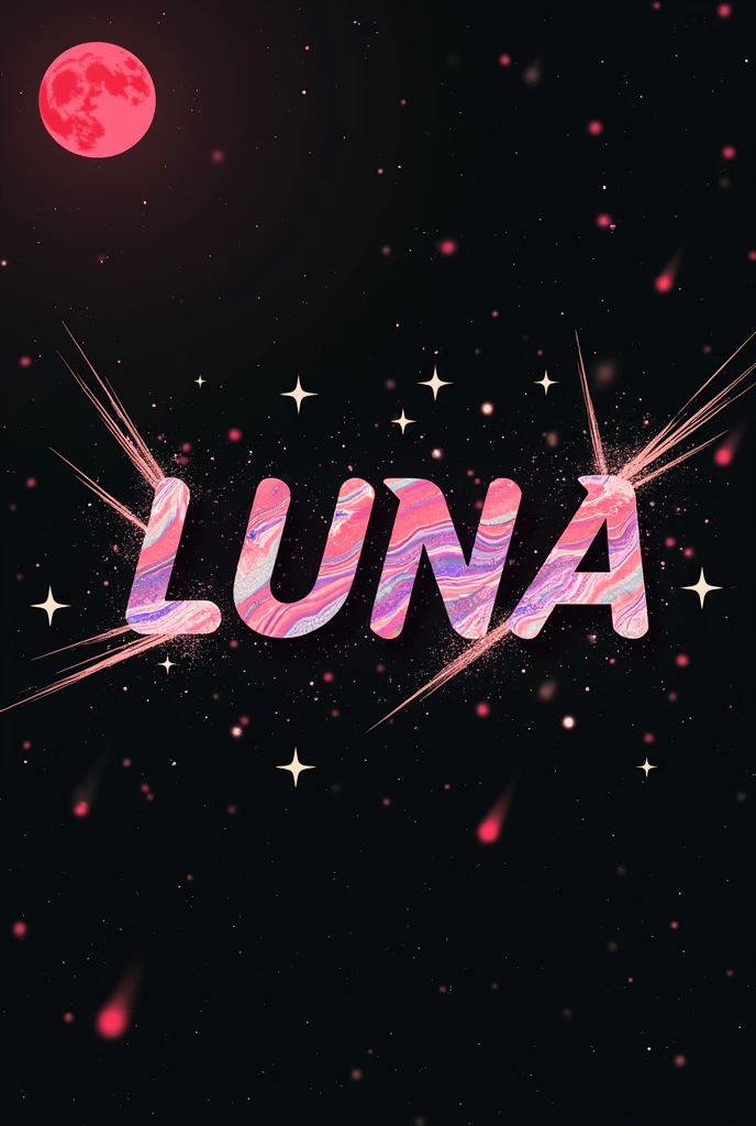 High resolution, logo spelling swiftly “Luna” cool, Jdm theme, anime theme, Cyberpunk vibe name spelling, brand logo, logo for tshirt, brand logo “LUNA”, neon vibes, acid trip vibes, acid trip, shooting stars, acid trip inside “LUNA”, acid trip, hallucinations inside “LUNA”, Waves of hallucinations, splash, waves of futuristic hallucinations, futuristic wave, stars in the background, red strange moon,  silver red stardust,