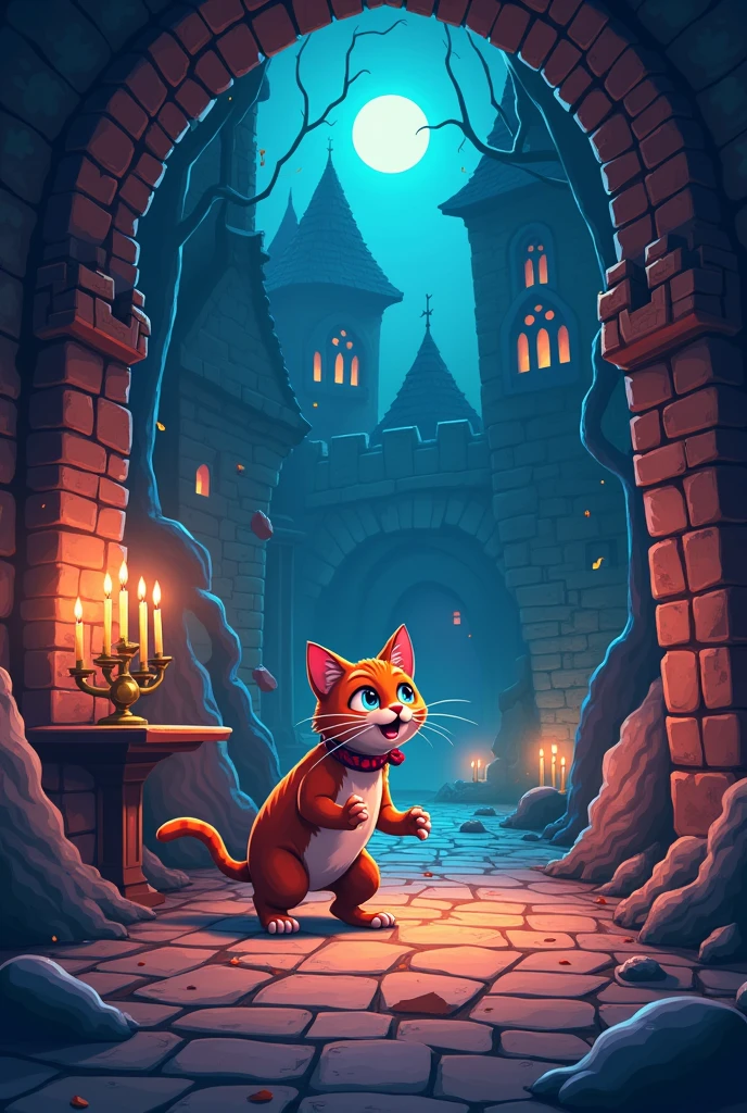 Game background - menu anime fantasy cartoon medieval without people cat combos castle basement evil scary