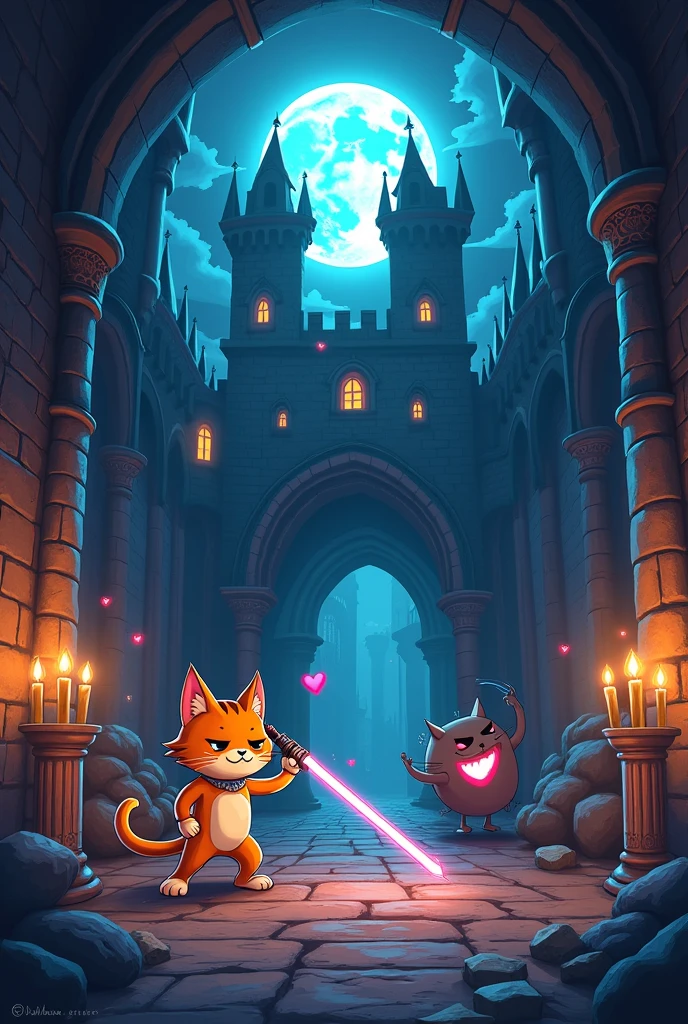  Game background - menu anime fantasy cartoon medieval without people cat combos castle basement evil scary 
