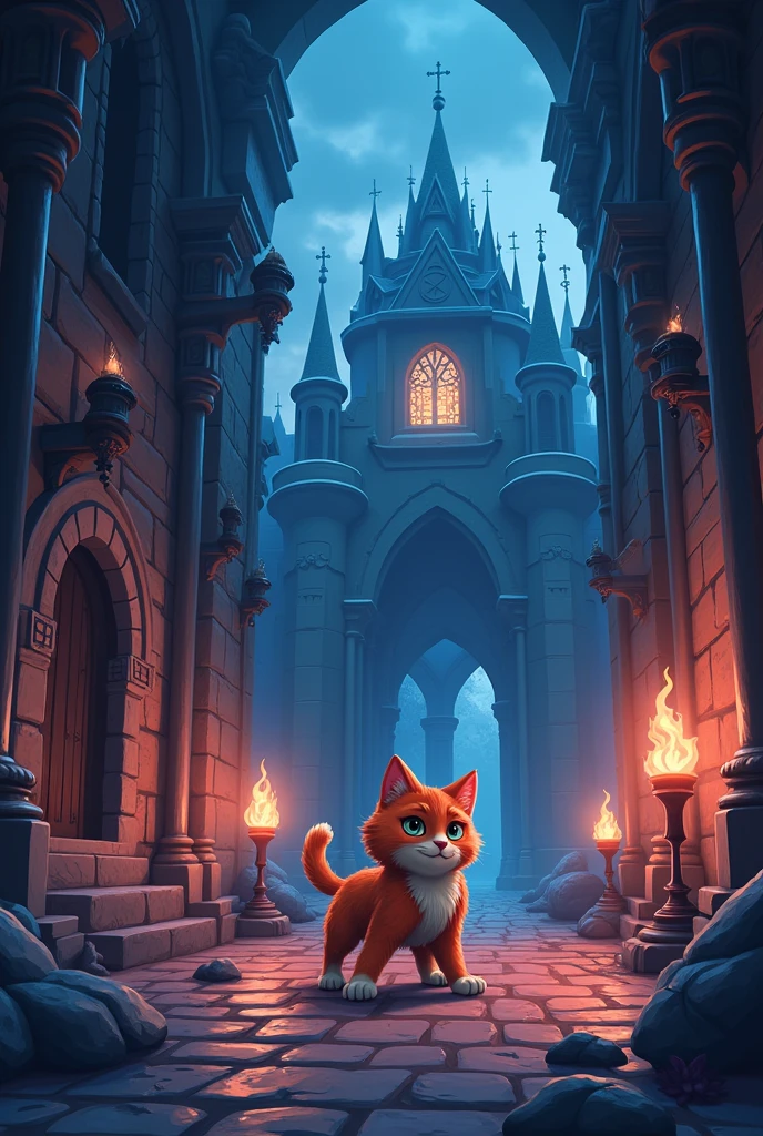 Game background - menu anime fantasy cartoon medieval without people cat combos castle basement evil scary