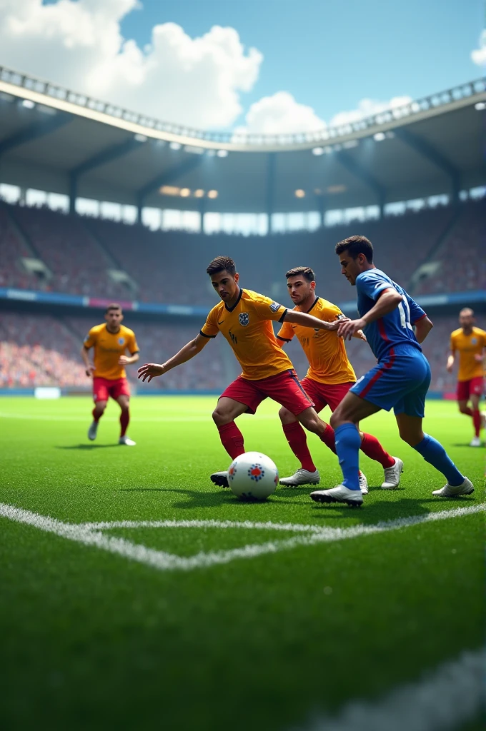 Football match on synthetic pitch 