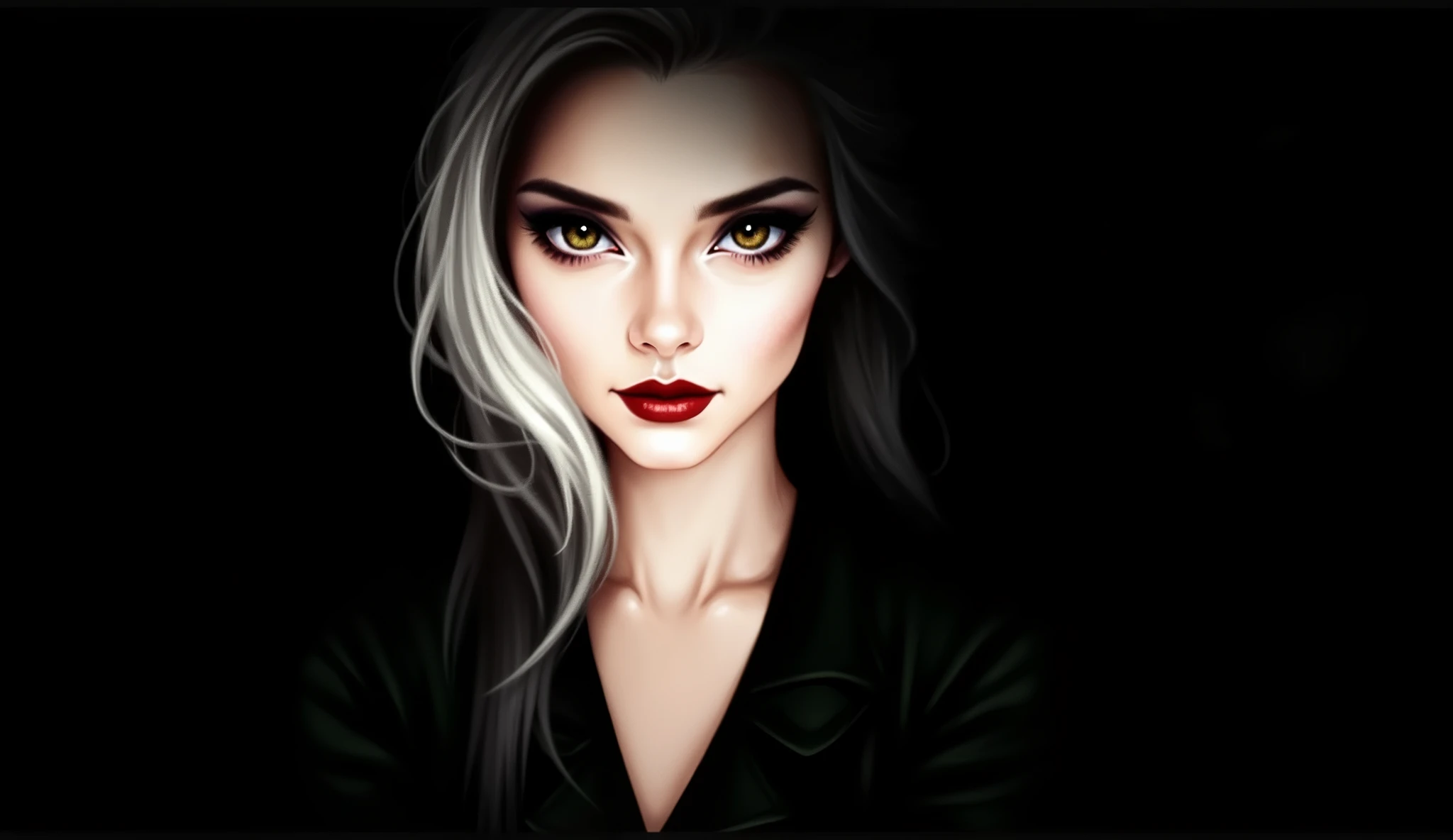 portrait of femme_fatale, long_hair, realism,