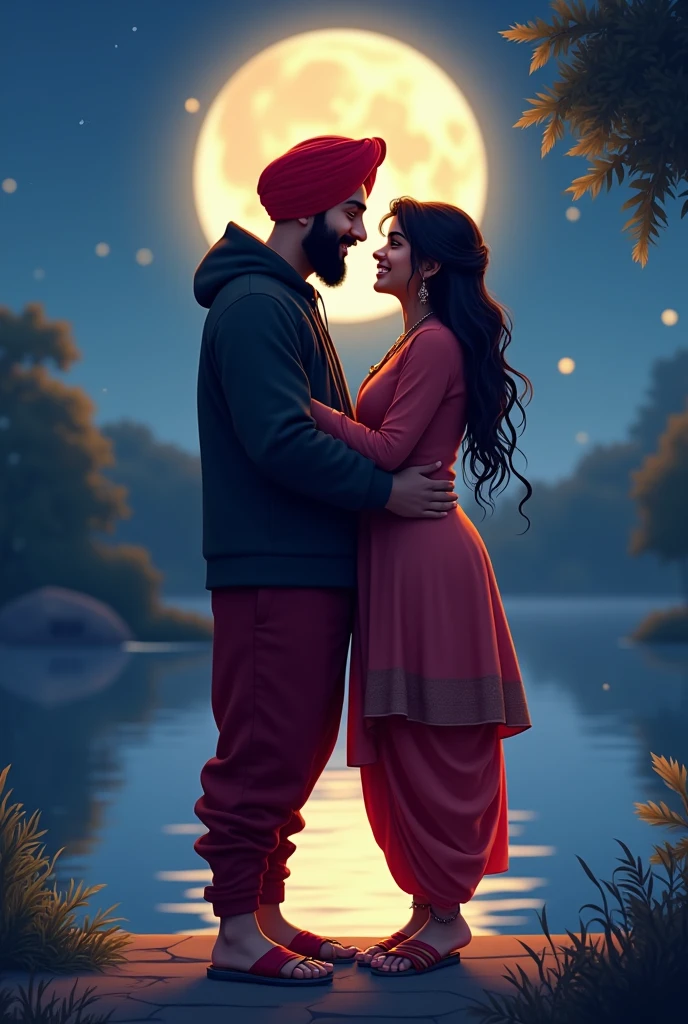 Punjabi boy sal name"badal"black hoodi red turban red shoes Punjabi jatti jacket and lover sandal smile romance and water beautiful night samay and girl romance karte hue name badal