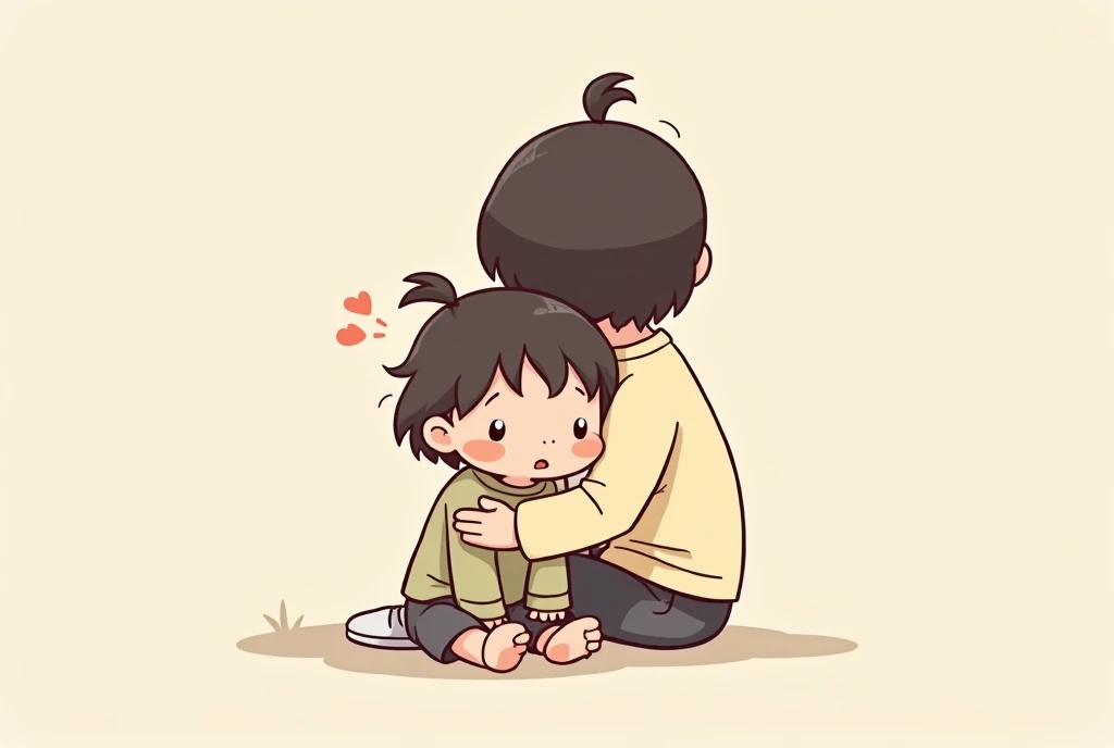 Sad after a quarrel，Cartoon，可爱Cartoon，可爱Cartoon风格，maternal love，Cute illustration，Clean anime art，Simple background