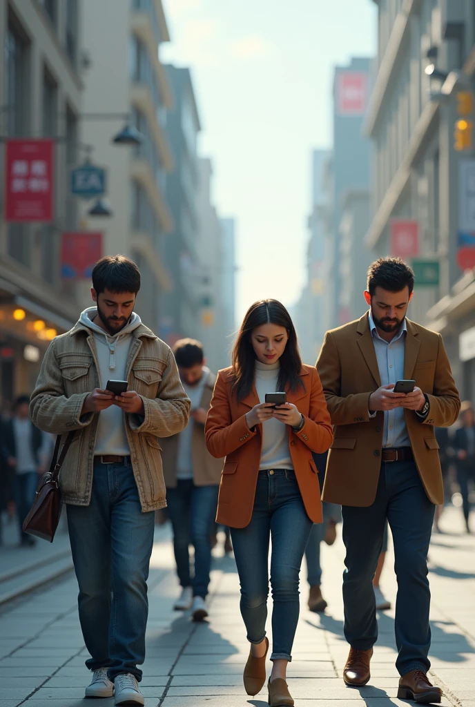 People using phone in roads 
