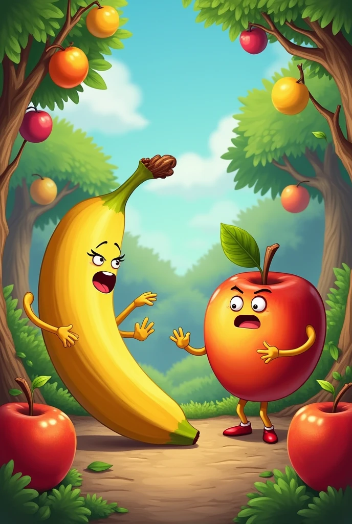 Make a world with fruits
They live together in peace
Except bananas they hate apples
I said bananas hate apples!!!
What is this?
Everyone shock!