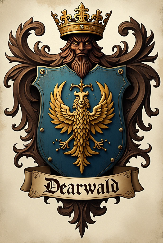Créé un blason pour la dynastie Dearwald. C'est une puissante famille de sorciers composés d'intellectuels nés au Royaume-Uni. Ils possèdent également le titre de comte du Norfolk. Le nom Dearwald doit apparaître sous le blason dans une banderole. Pas de visage humain sur le blason.