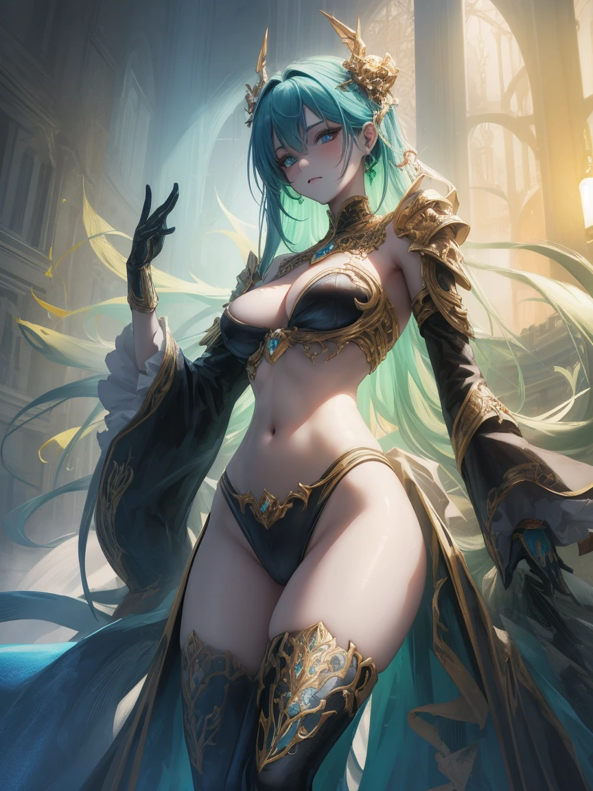 perfect doll, scale up, masterpieces, 16k, hyper detailed, perfect body shape, corrupted, perfect lighting, anime CG, seducing, original character, neon around, colorful, perfect color combo, 1:1.6 body ratio, fantasy world, mythic world, new meta, see through clothes, attractive, sexy, battle form, smooth thigh, bold shoulder