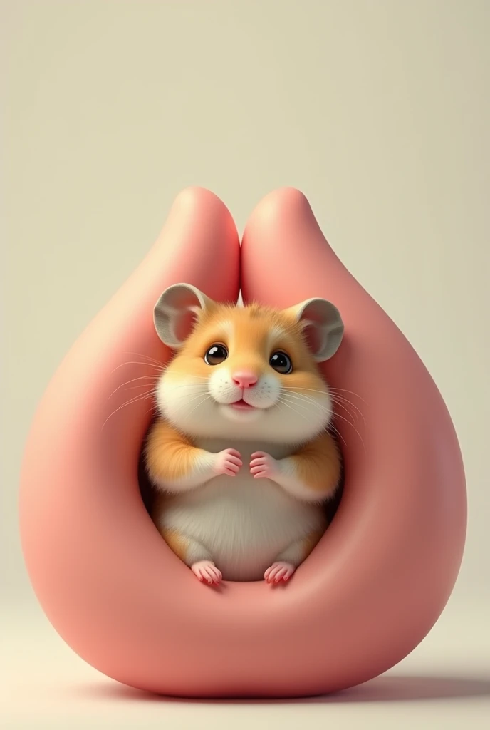 Hamster engulfed by two large breasts