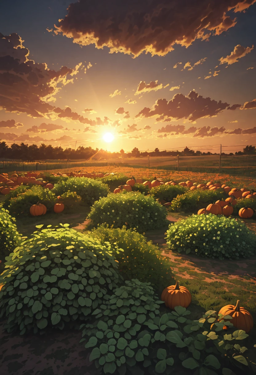 field herbs fruits pumpkins tall green herbs lighting clouds shadows sunset detailed 8khdr!!!!