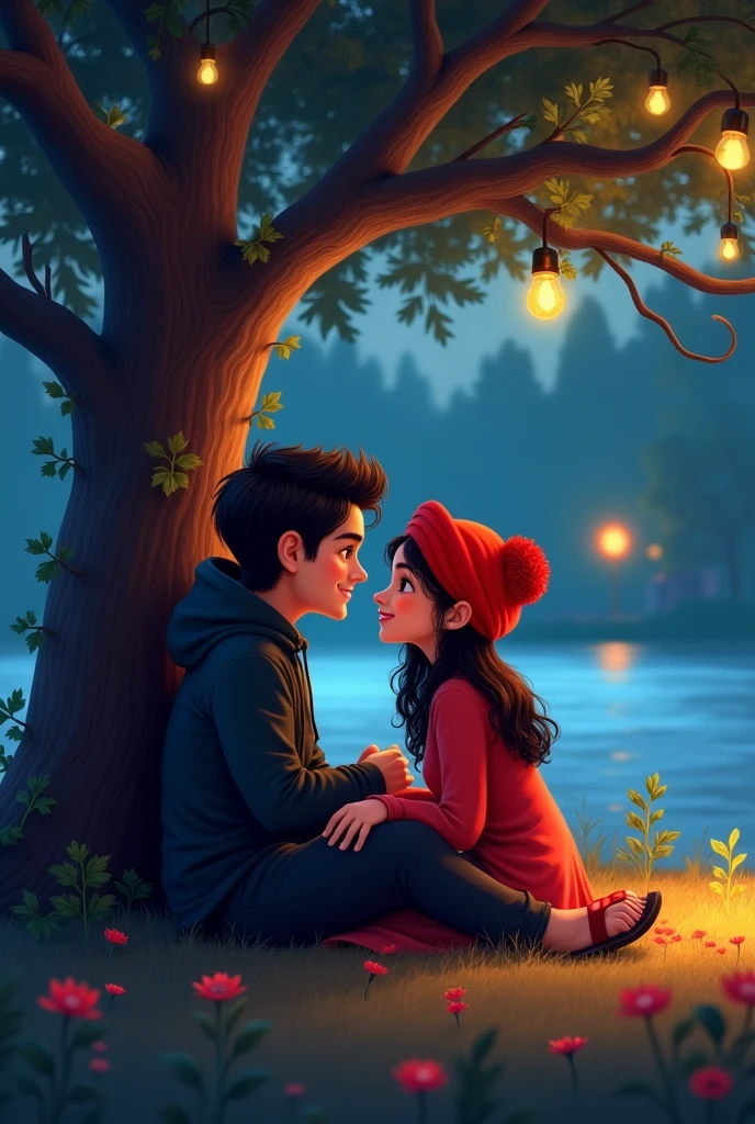 Punjabi boy sal kudi name badalblack hoodi red turban red shoes Punjabi jatti jacket and lover sandal smile romance and water beautiful night samay and girl romance karte hue baithe ho ped ke niche kisi ki sorry