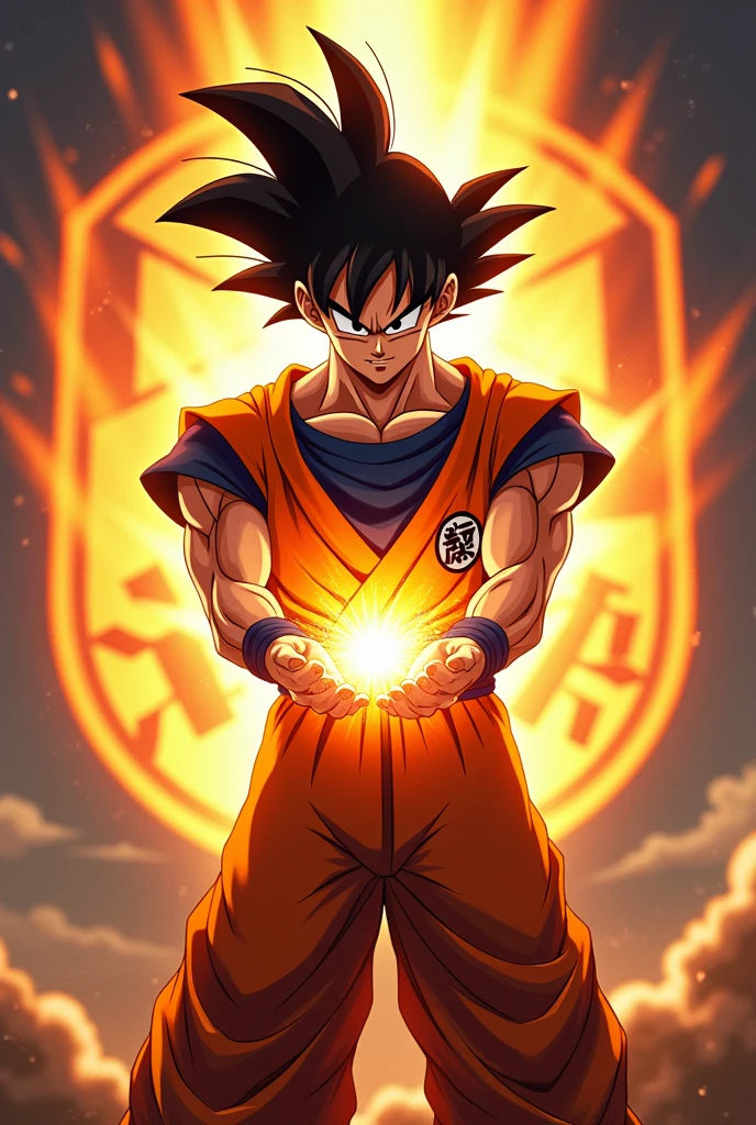 Son Goku firing a kameramehaa at the Vitória da Bahia sports club shield