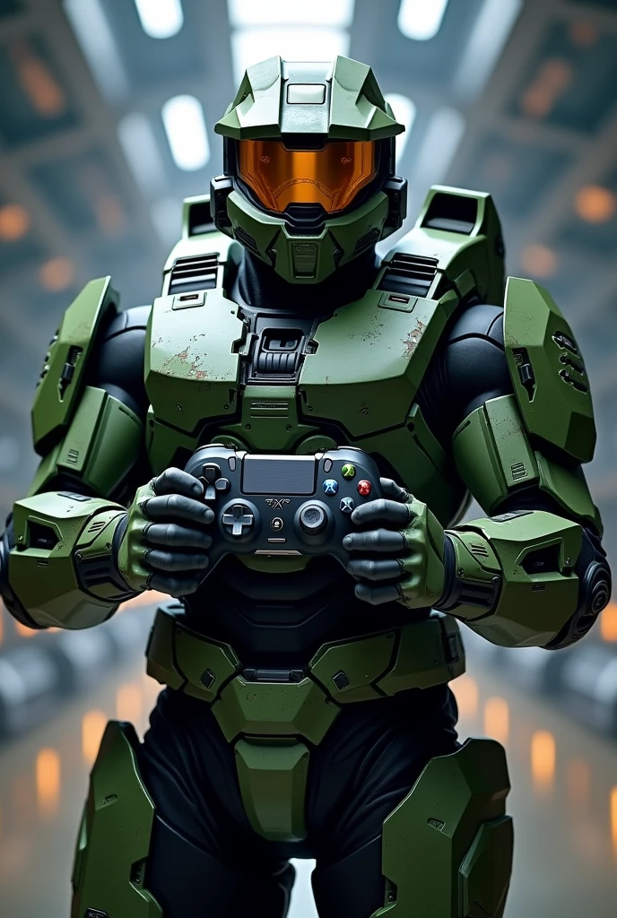 Create Halo Master Chief holding a video game controller