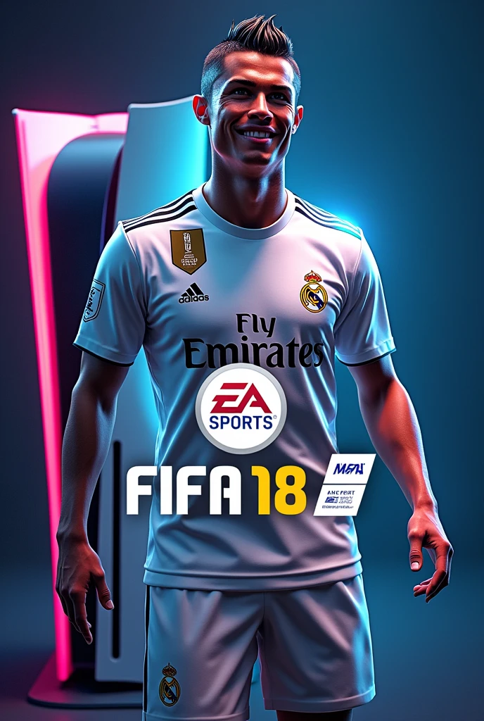 Jeux ps5 football cover logo écrit fifa 18 cristiano ronaldo real madrid kit 2018