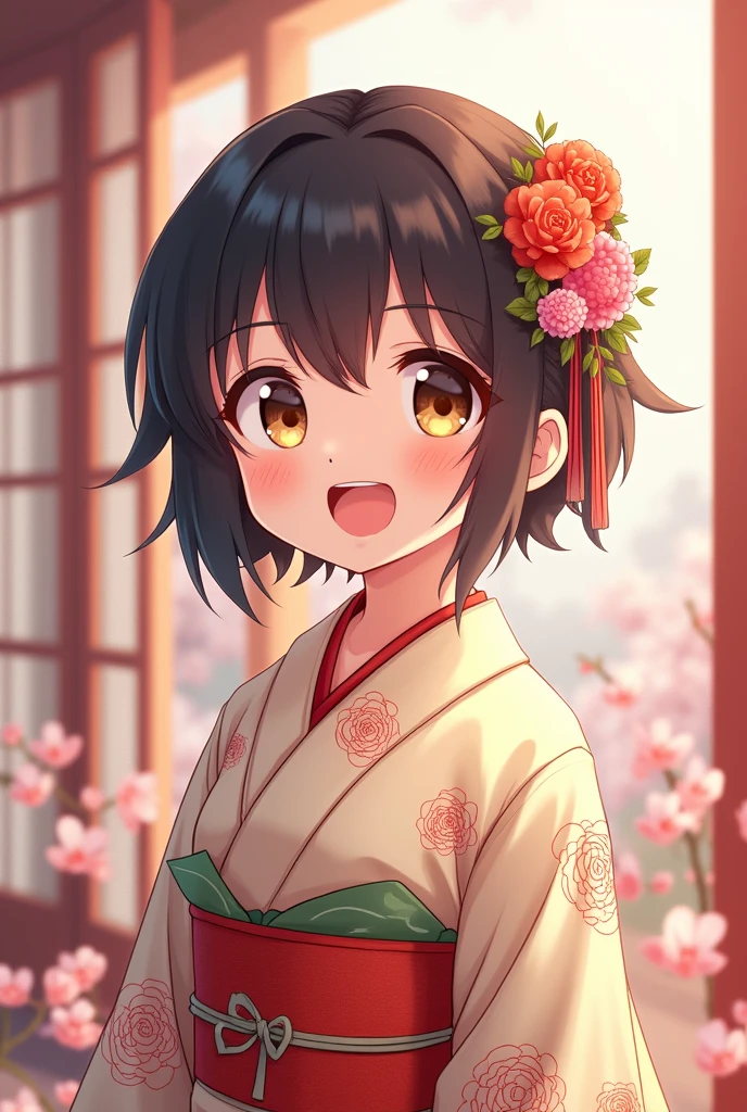 Traditional girl , anime smile
