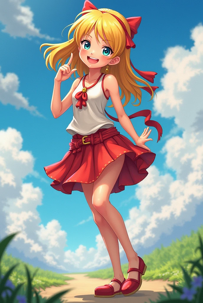 Une fille blonde au style manga One piece 