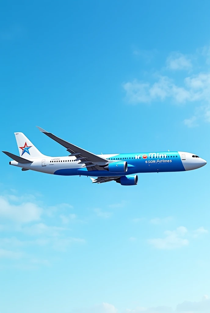Airplane with Somalia flag with text on Som Airlines, with Blue and white colour