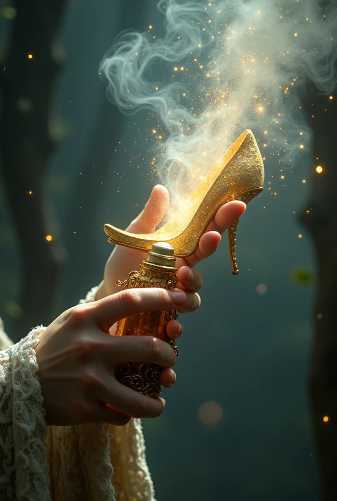 A spray that creates shoes