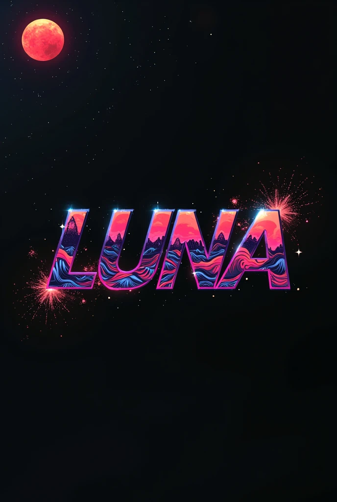 High resolution, logo spelling swiftly “Luna” cool, Jdm theme, anime theme, Cyberpunk vibe name spelling, brand logo, logo for tshirt, brand logo “LUNA”, neon vibes, acid trip vibes, acid trip, shooting stars, acid trip inside “LUNA”, acid trip, hallucinations inside “LUNA”, Waves of hallucinations, splash, waves of futuristic hallucinations, futuristic wave, stars in the background, red strange moon, waves of water hallucinations, 