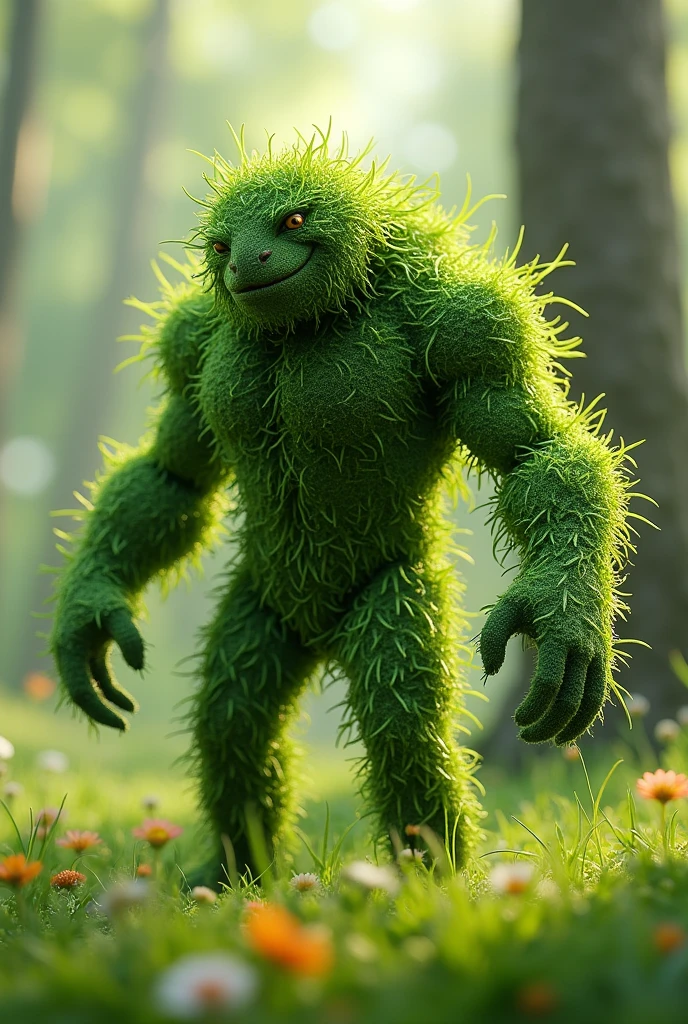 Make a living grass with arms and legs