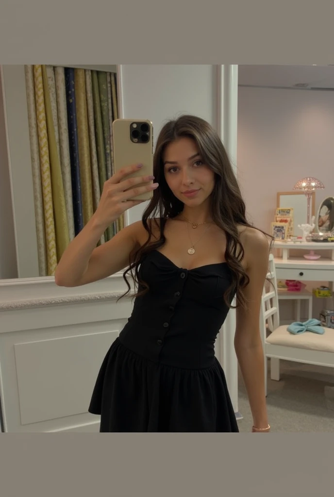 1 Instagram girl with dark brown hair posing in a back mirror in a room in underwear