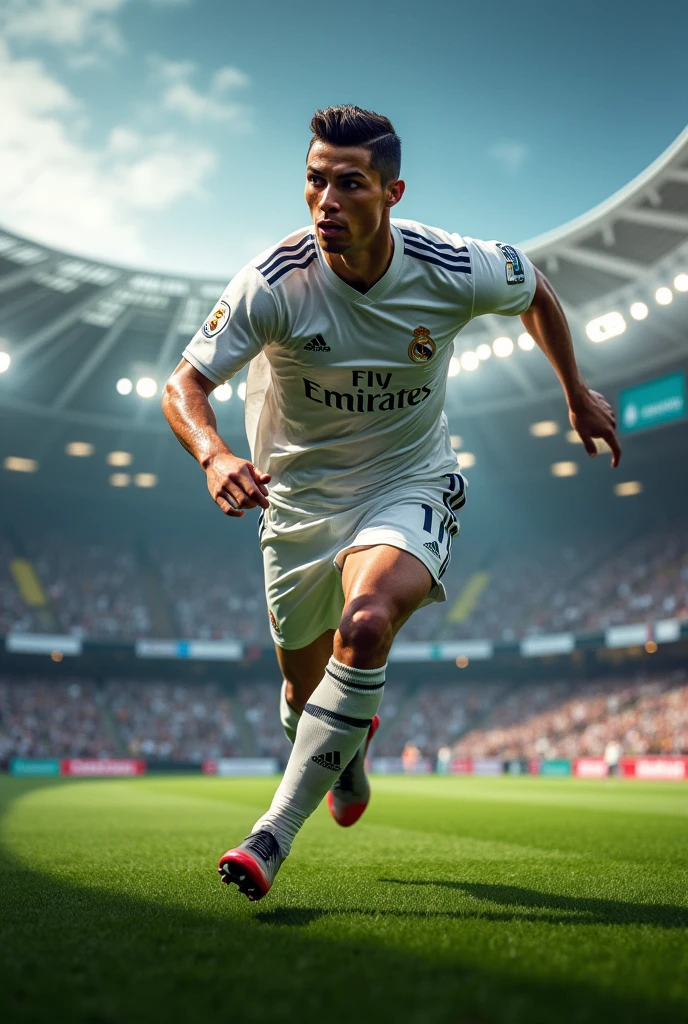 cristiano ronaldo real madrid kit 2018 running in the stadiums