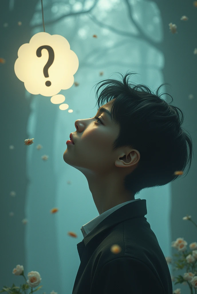 Thinking and a bubble quision mark sign
