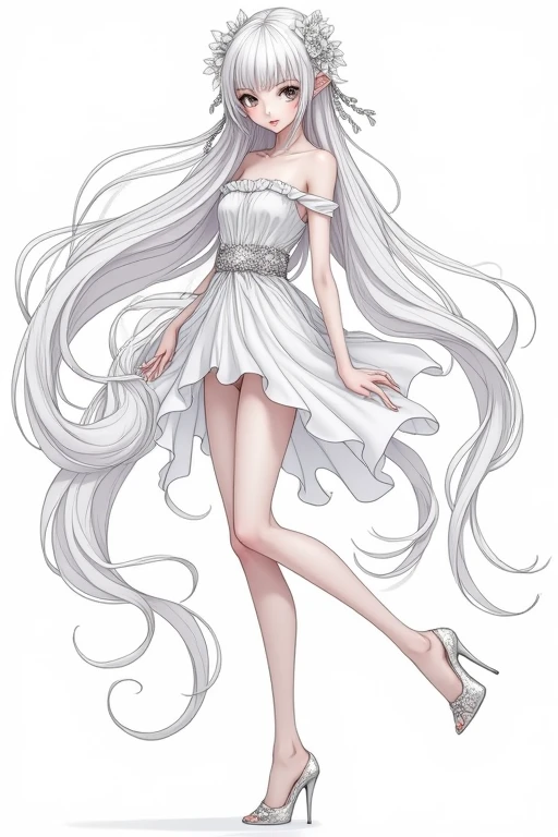 Deformation girl Glamour Line art anime Long Hair