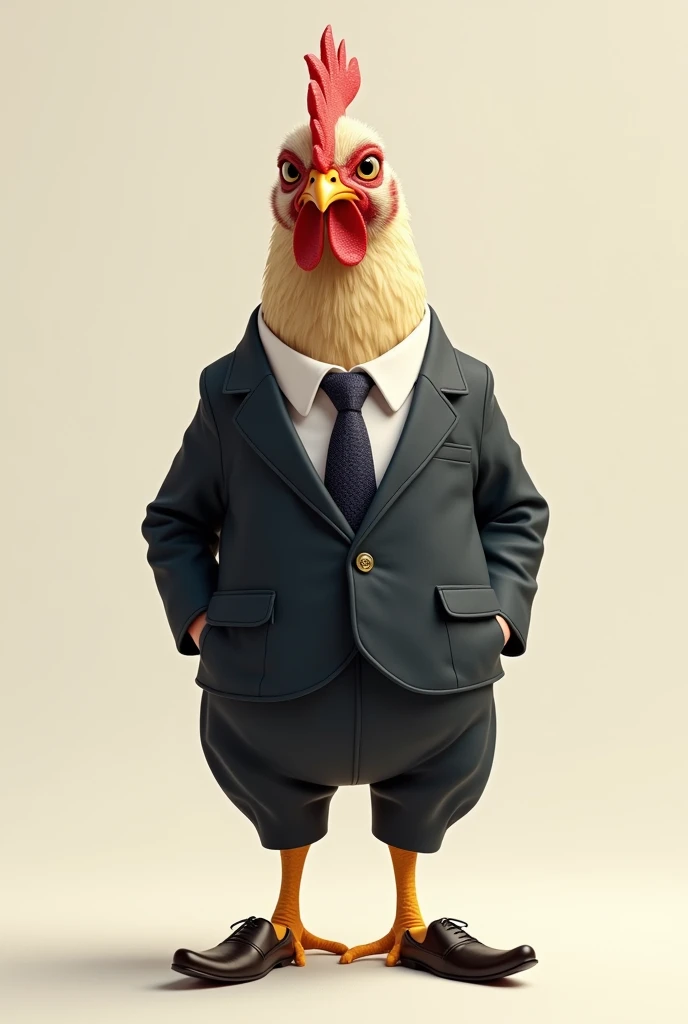 A hen in a suit 