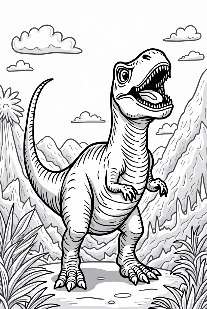 Create 20 coloring pages for children with the theme dinosaurs