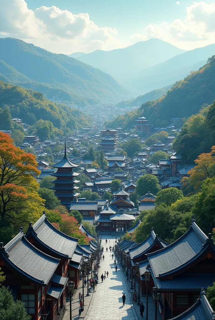 Generate a image of kyoto from a plain view