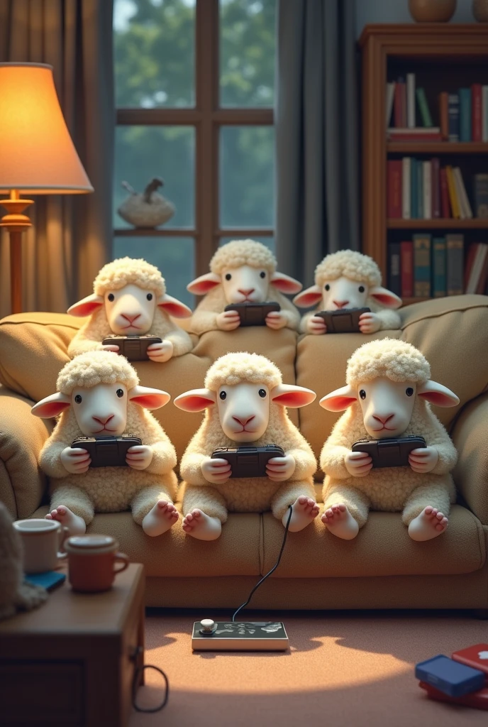 Sheep playing video games