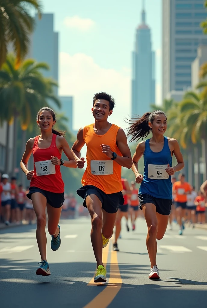 Philippines city road marathon handsome friends