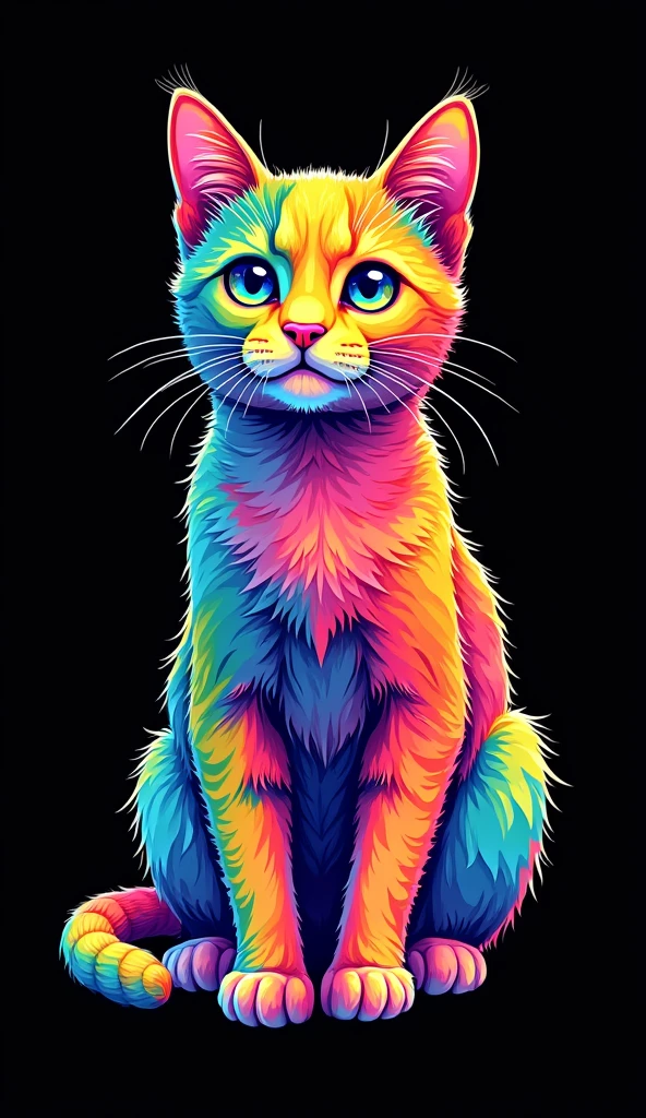 a colorful cat sitting on top of a black
background, cat detailed, vibrant high
contrast coloring, coloured with lots of colour, coloring book page, psychedelic
colouring, colored in, perfect coloring,
full of colors and rich detail, bright colors
highly detailed, colourful!! highly
detailed, neon coloring, detailed art in
color, coloring book style, highly intricate and colorful
