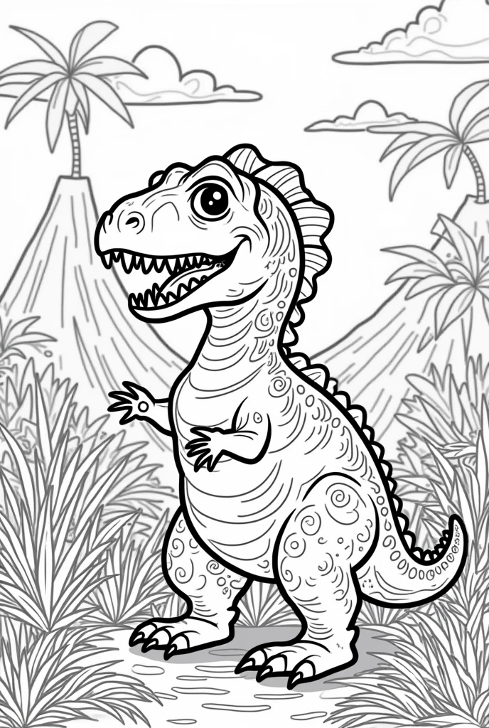 Create 20 coloring pages for children with the theme dinosaurs