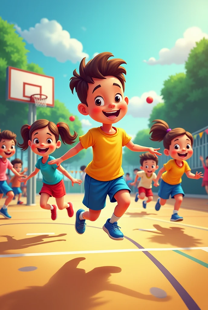 Generate a cartoon image that demonstrates basic physical education