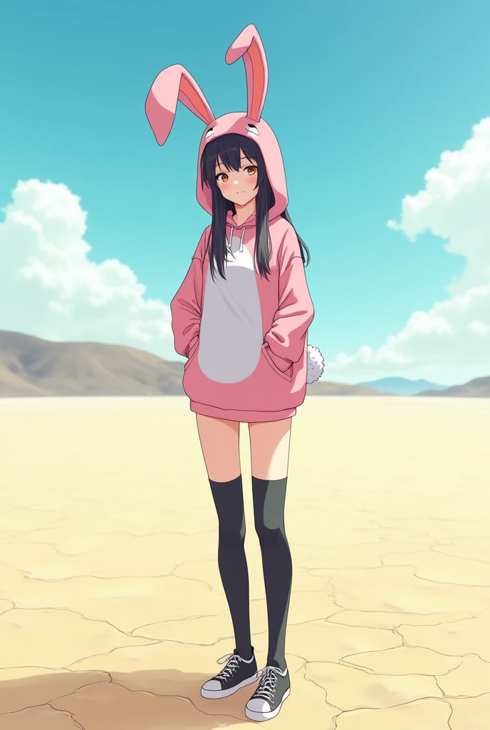 Akane de oshi no ko, playa, standing, rabbit costume, expectation from bottom to top long black socks