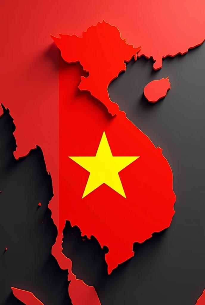 Create a photo to announce the 2/9 holiday with a photo of the red flag with a yellow star and a map of Vietnam.