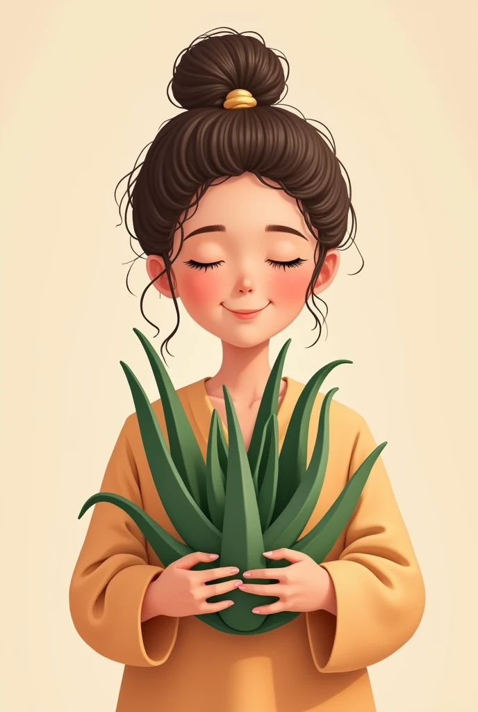 Image of a 2d drawing holding an aloe vera