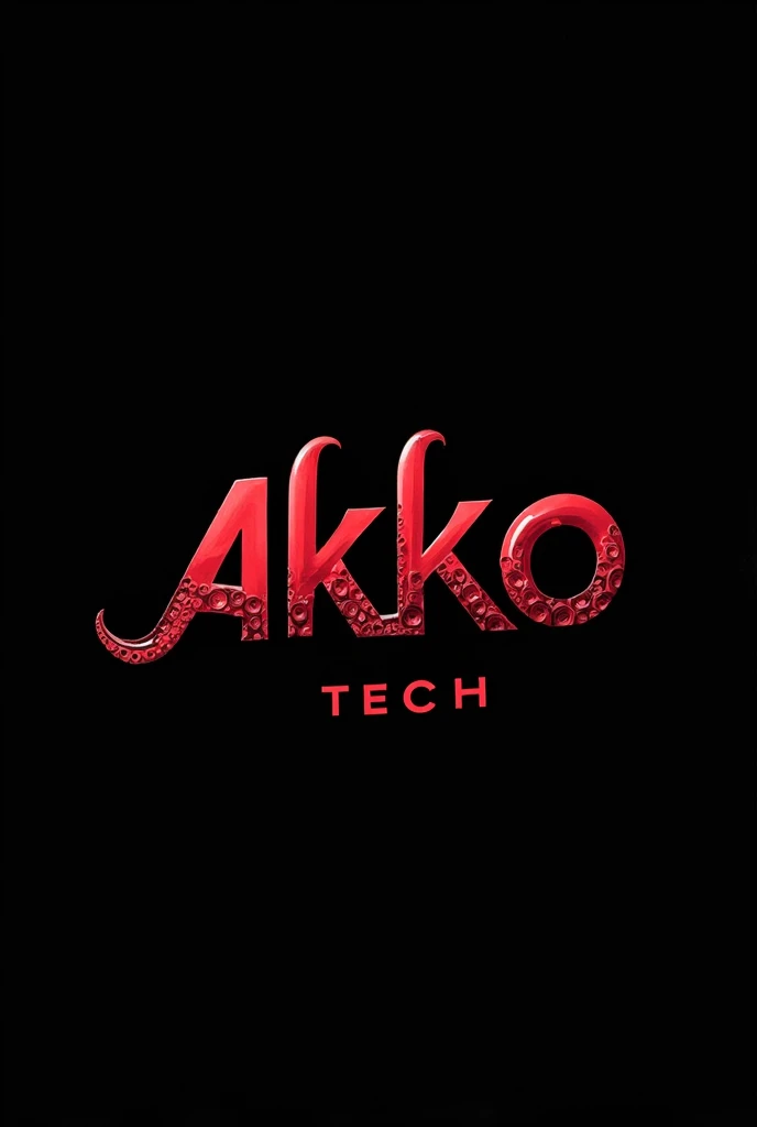 create a black background and put the name AKKOTECH with AKKO in the shape of red octopus tentacles the normal TECH black background without octopus drawn