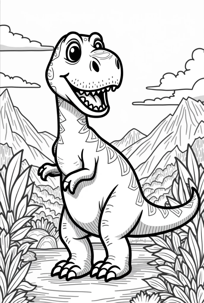 Create 20 coloring pages for children with the theme dinosaurs