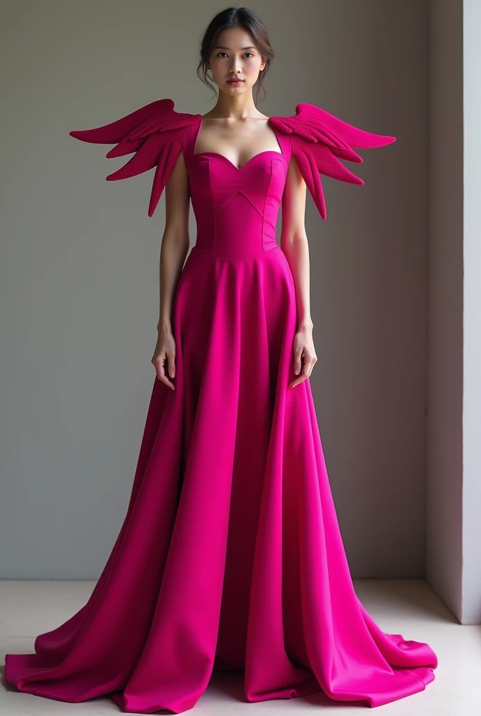 Empire cut dress, winged costura, rosa 
