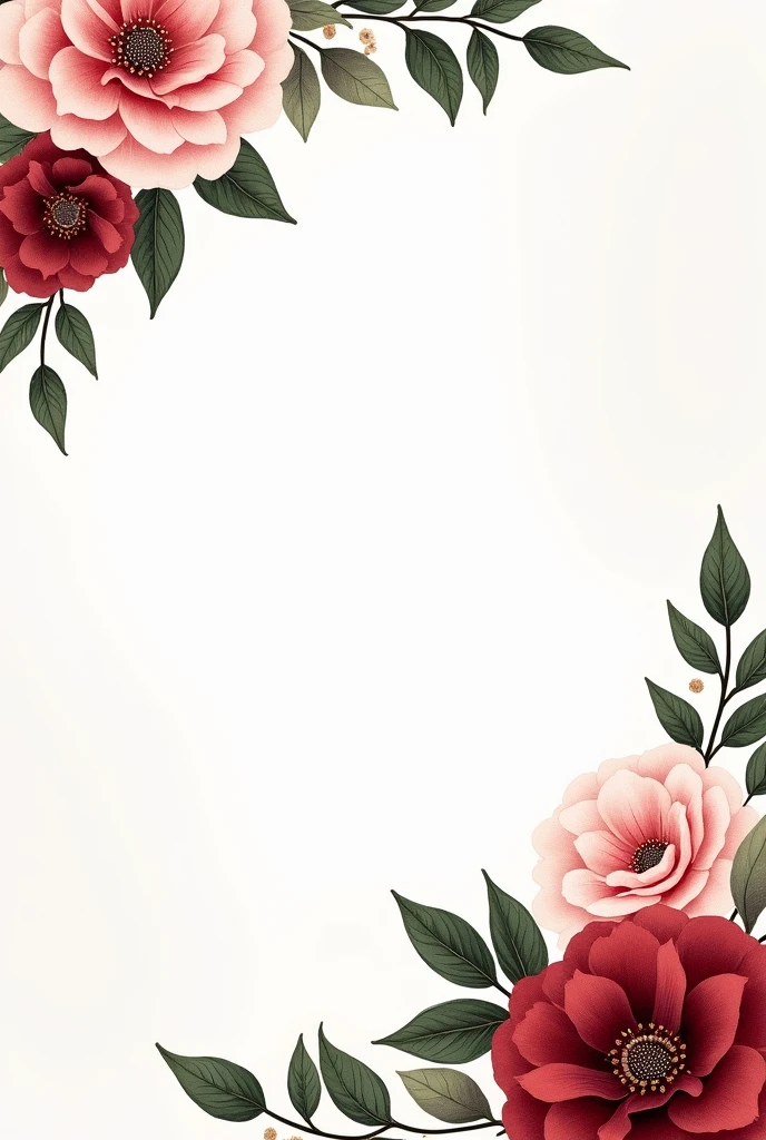 Wedding invitation with flowers in rose and elegant marsala colors, for children