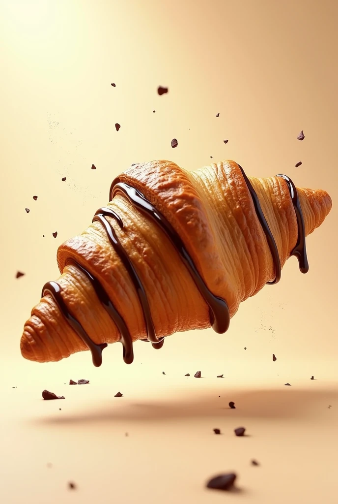 A chocolate croissant that flies away