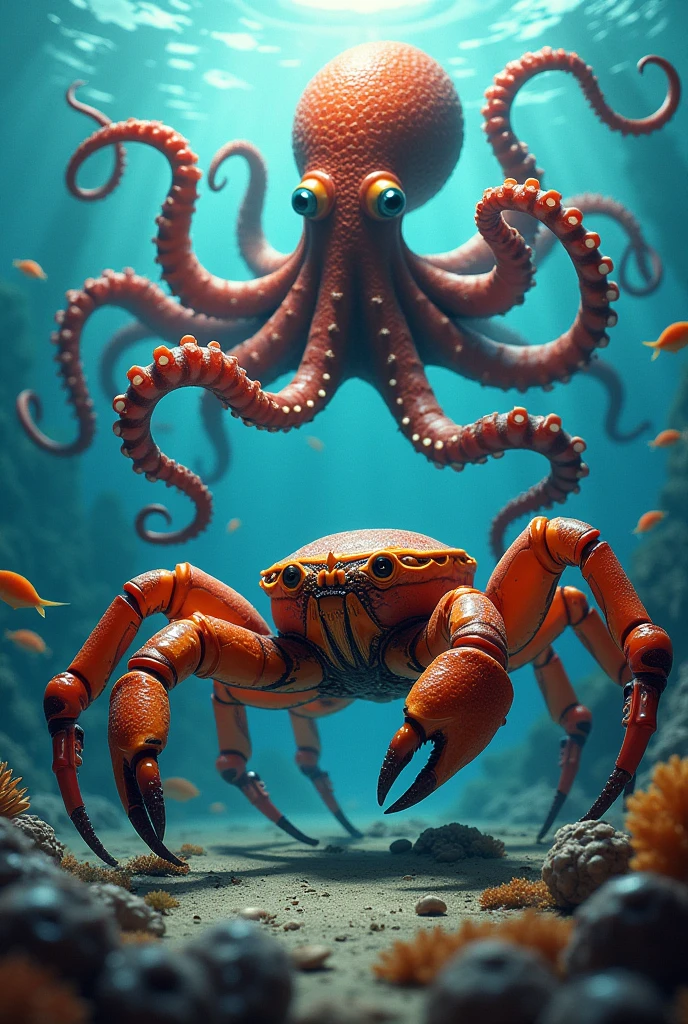 crab with octopus