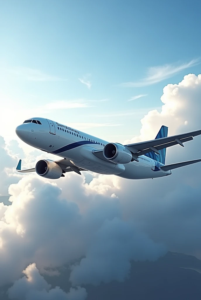 An airplane with text of Som Airlines